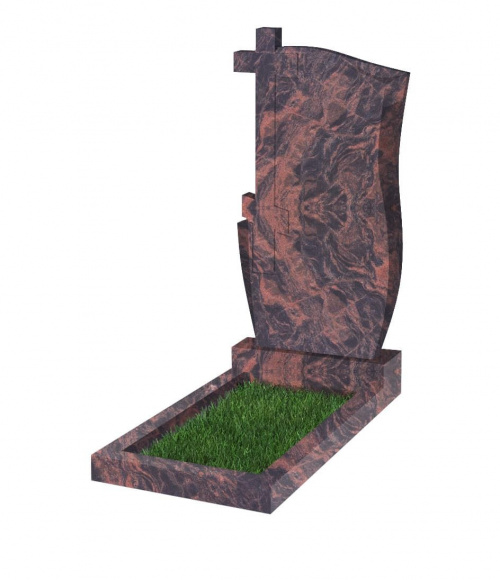 Памятник №74 резной вертикальный 1100*600*70 (Индия, коричневый К11)