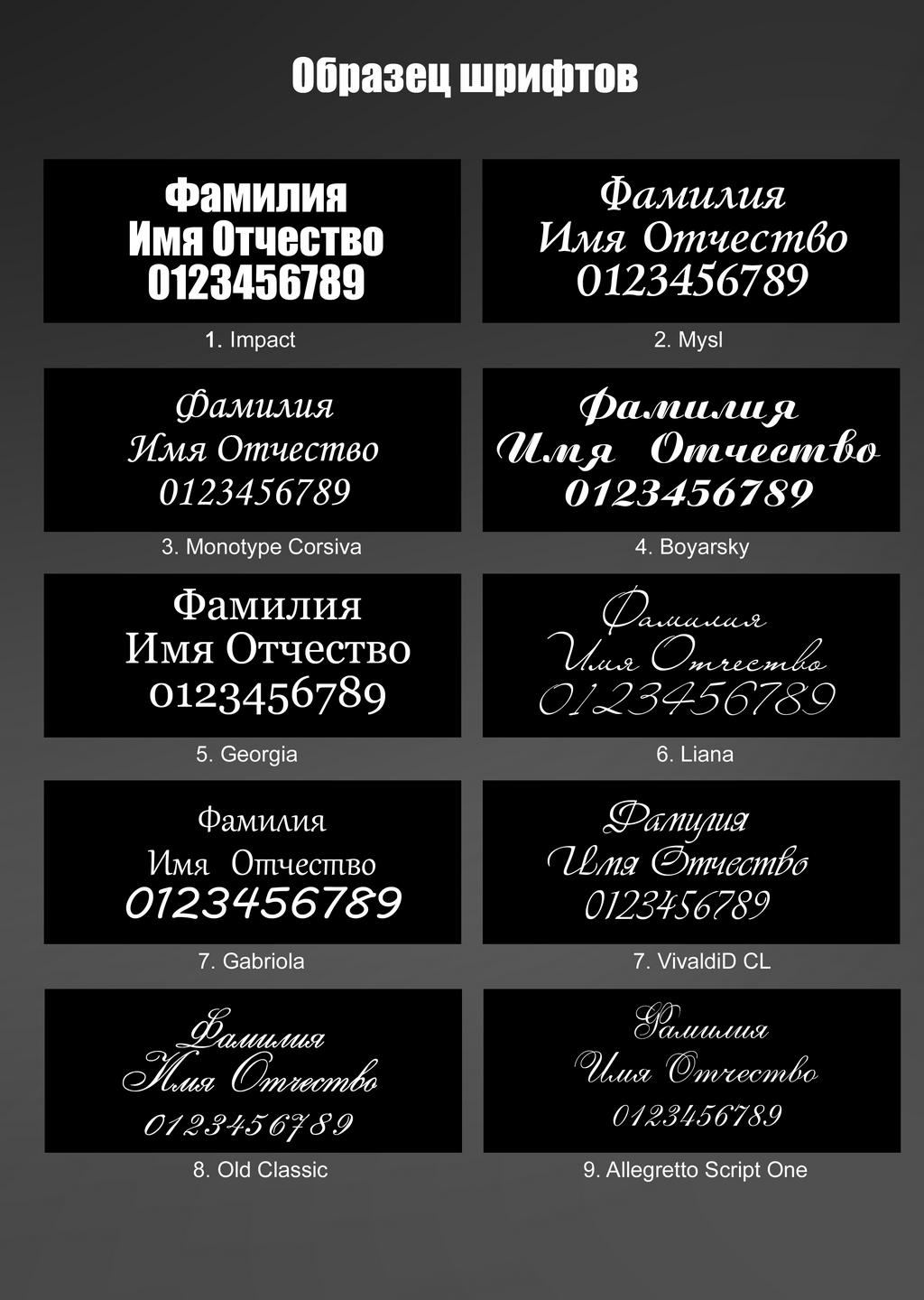 Образцы шрифтов